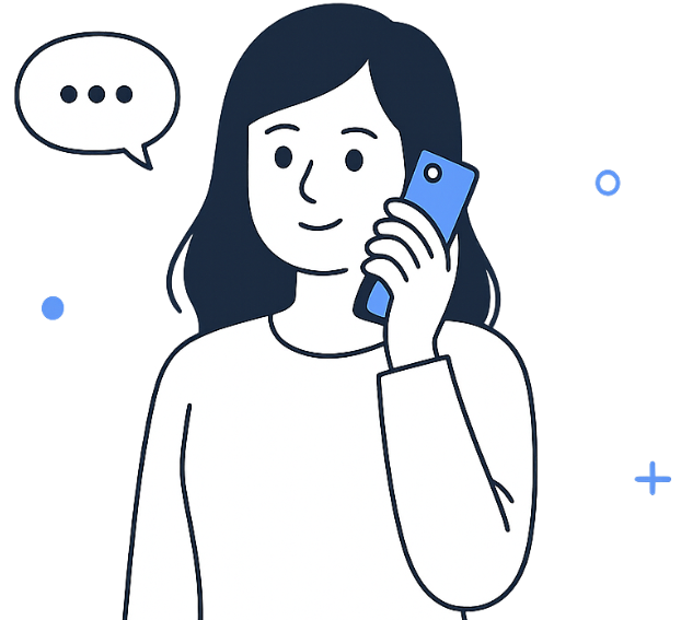 Illustration of a person using a phone to contact support